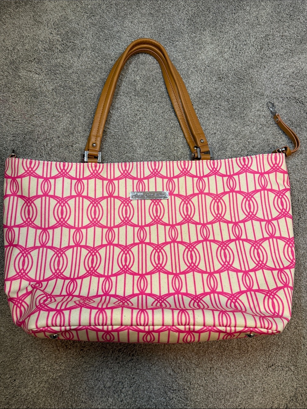 Petunia Pickle Bottom Altogether Tote/Diaper Bag  "Hula Hoop" pink & cream